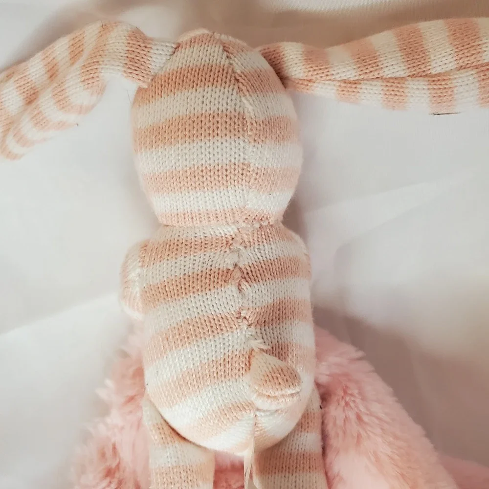 Kellytoy Pink Striped Bunny Rabbit Plush Lovey Rattle Pink Baby Security Blanket